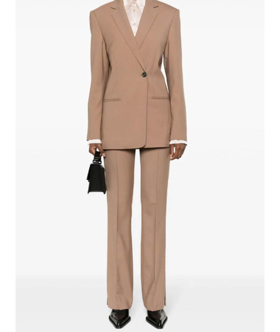 HELMUT LANG Коричневые полиэстеровые прямые брюки, фото 2