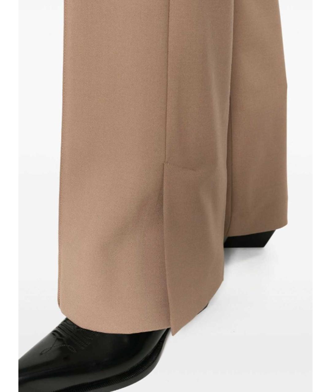 HELMUT LANG Коричневые полиэстеровые прямые брюки, фото 5