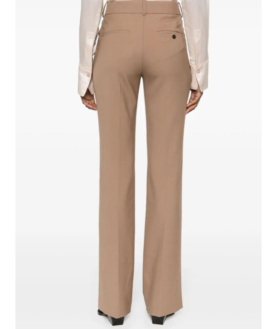 HELMUT LANG Коричневые полиэстеровые прямые брюки, фото 4