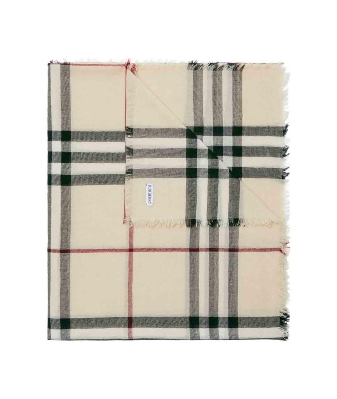 BURBERRY Бежевый шерстяной шарф, фото 5