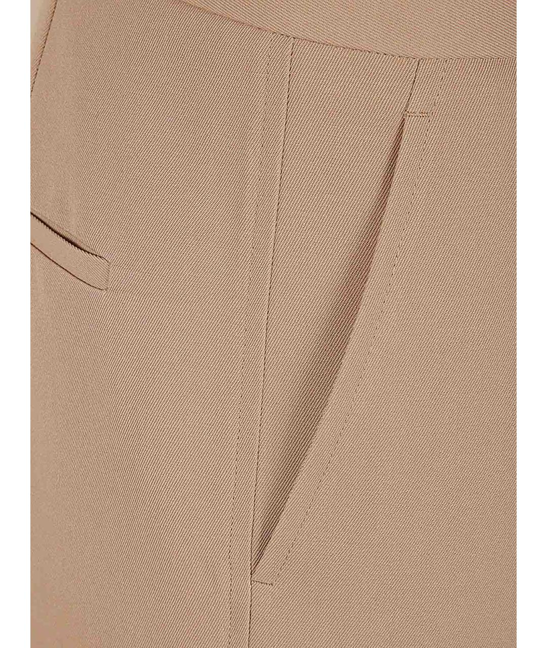 JIL SANDER Бежевые шерстяные прямые брюки, фото 3