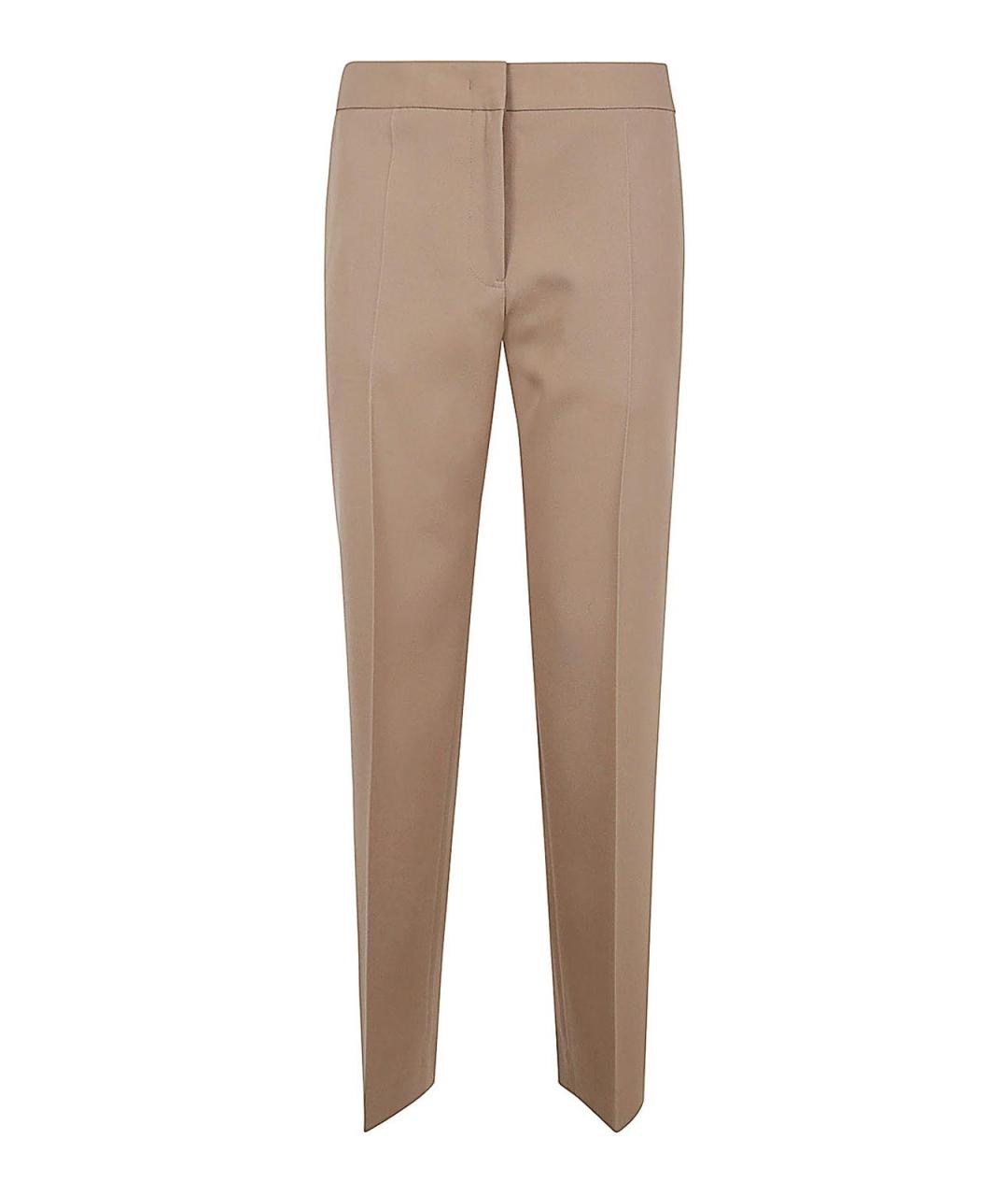 JIL SANDER Бежевые шерстяные прямые брюки, фото 1