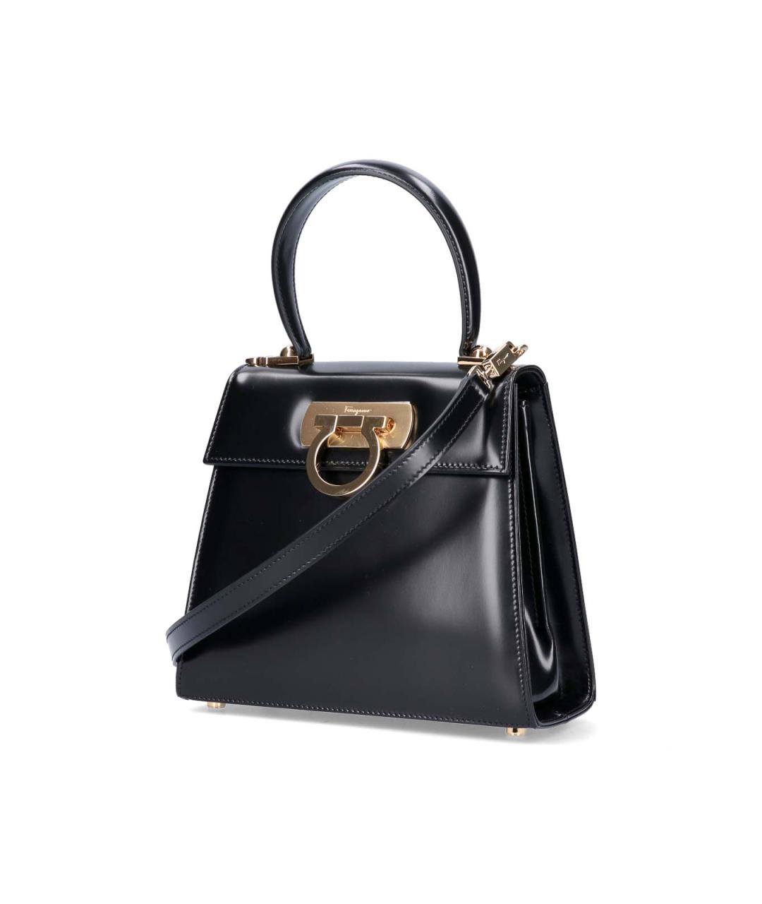 FERRAGAMO Черная кожаная сумка тоут, фото 2