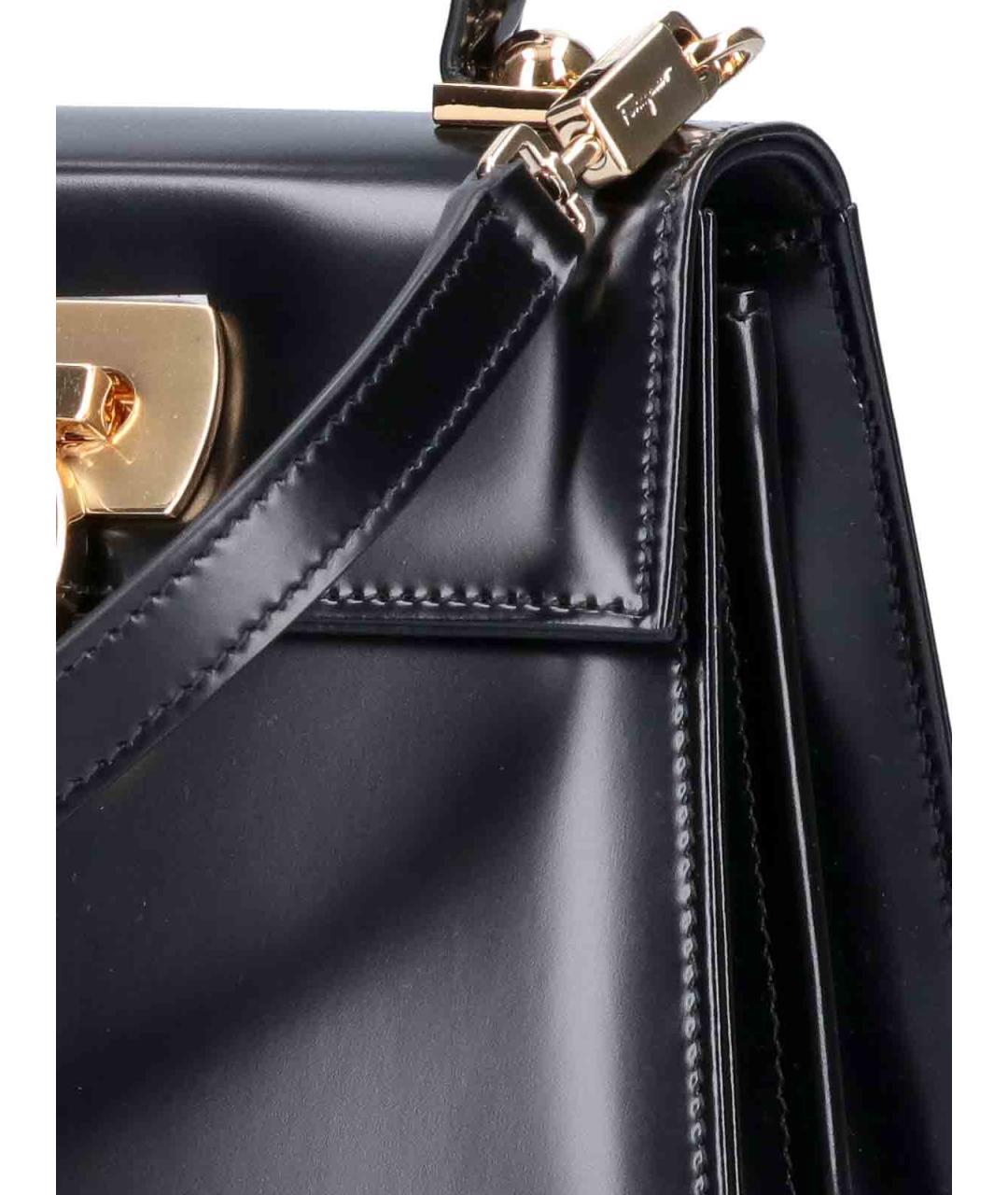 FERRAGAMO Черная кожаная сумка тоут, фото 5