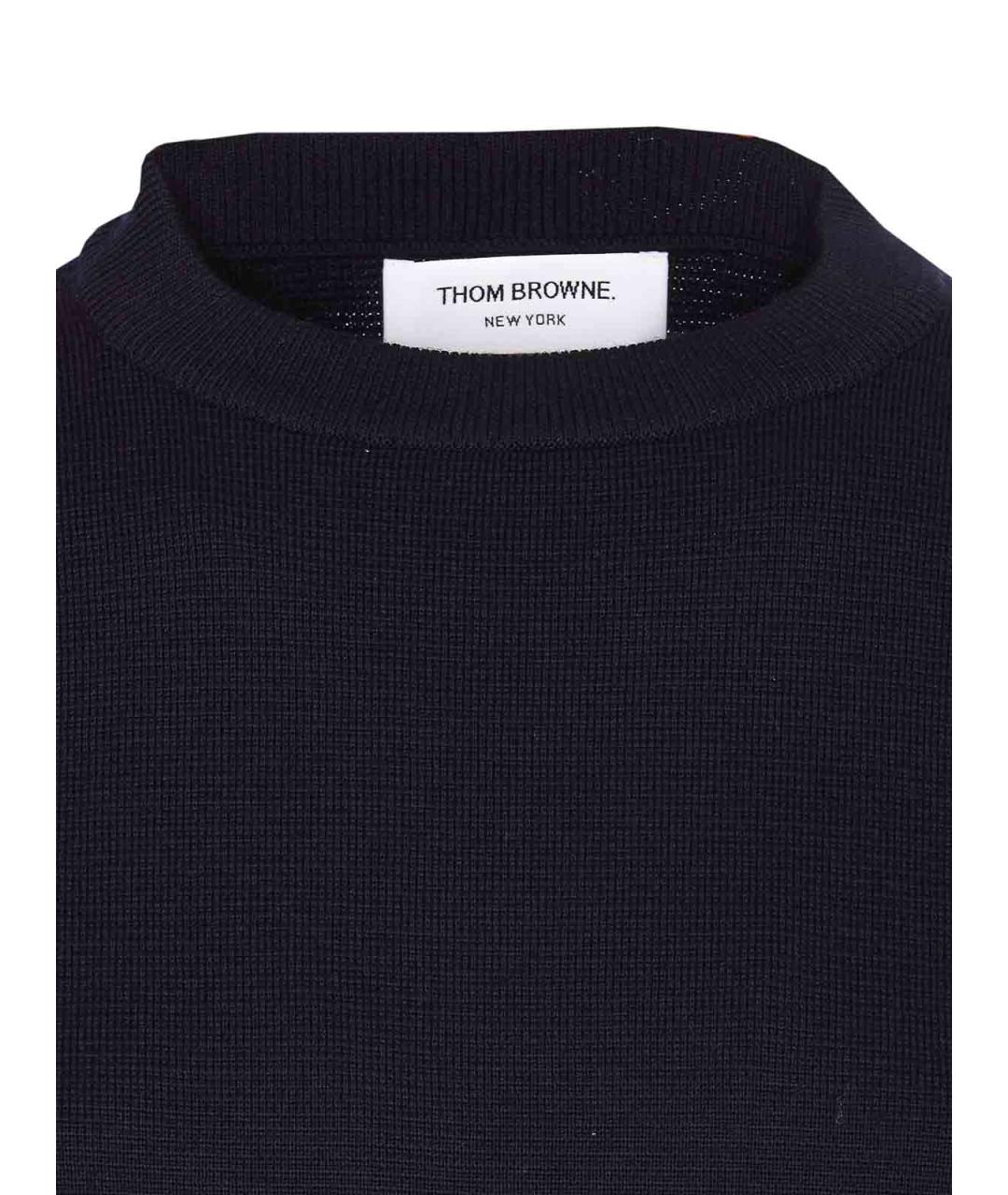 THOM BROWNE Темно-синий шерстяной джемпер / свитер, фото 4