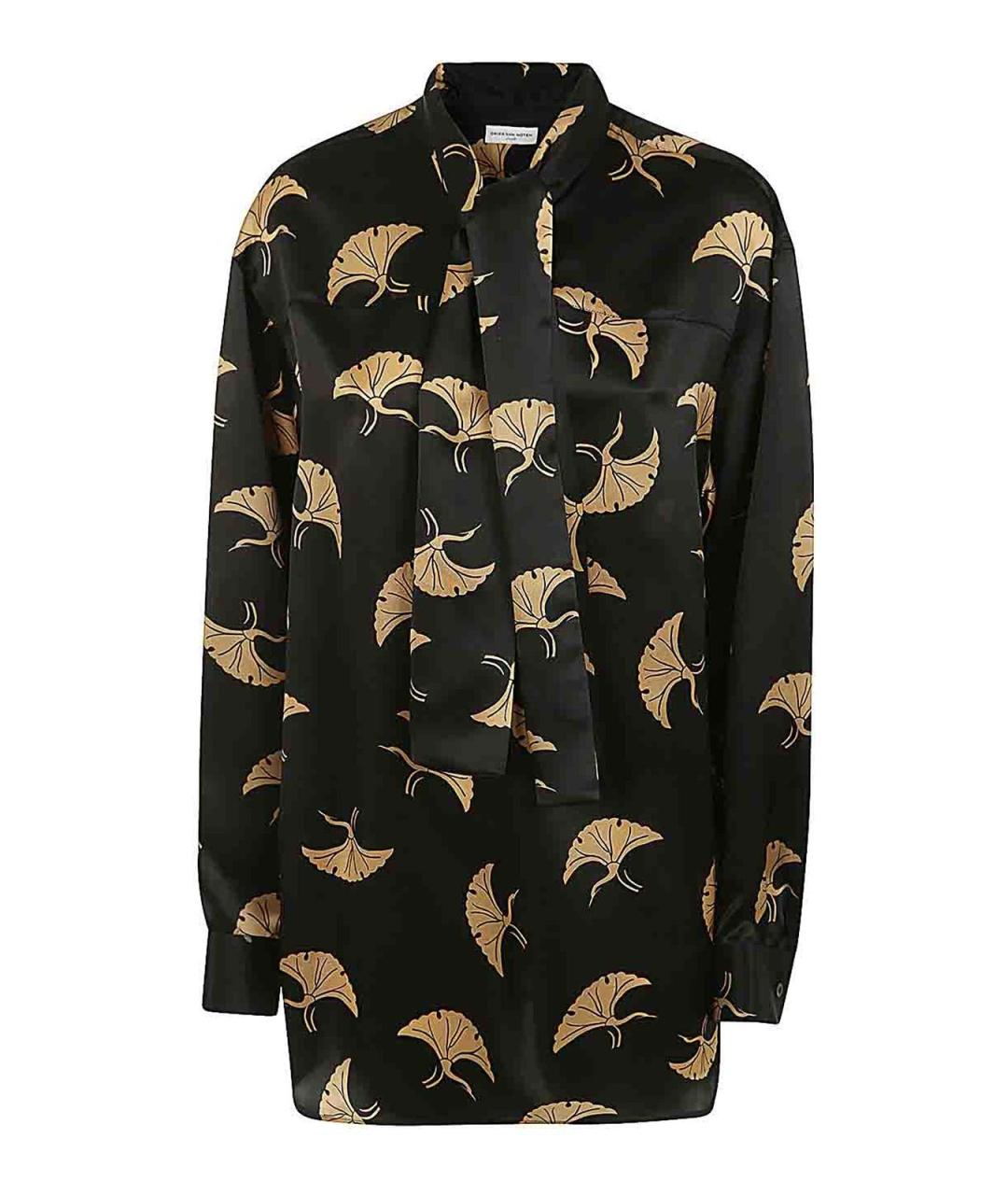 DRIES VAN NOTEN Черная шелковая рубашка, фото 1