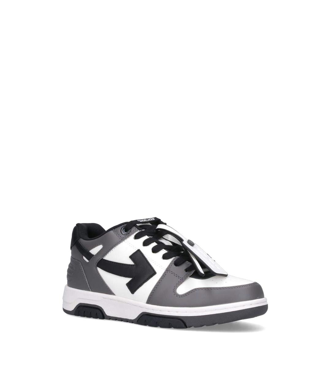 OFF-WHITE Серые кожаные низкие кроссовки / кеды, фото 2