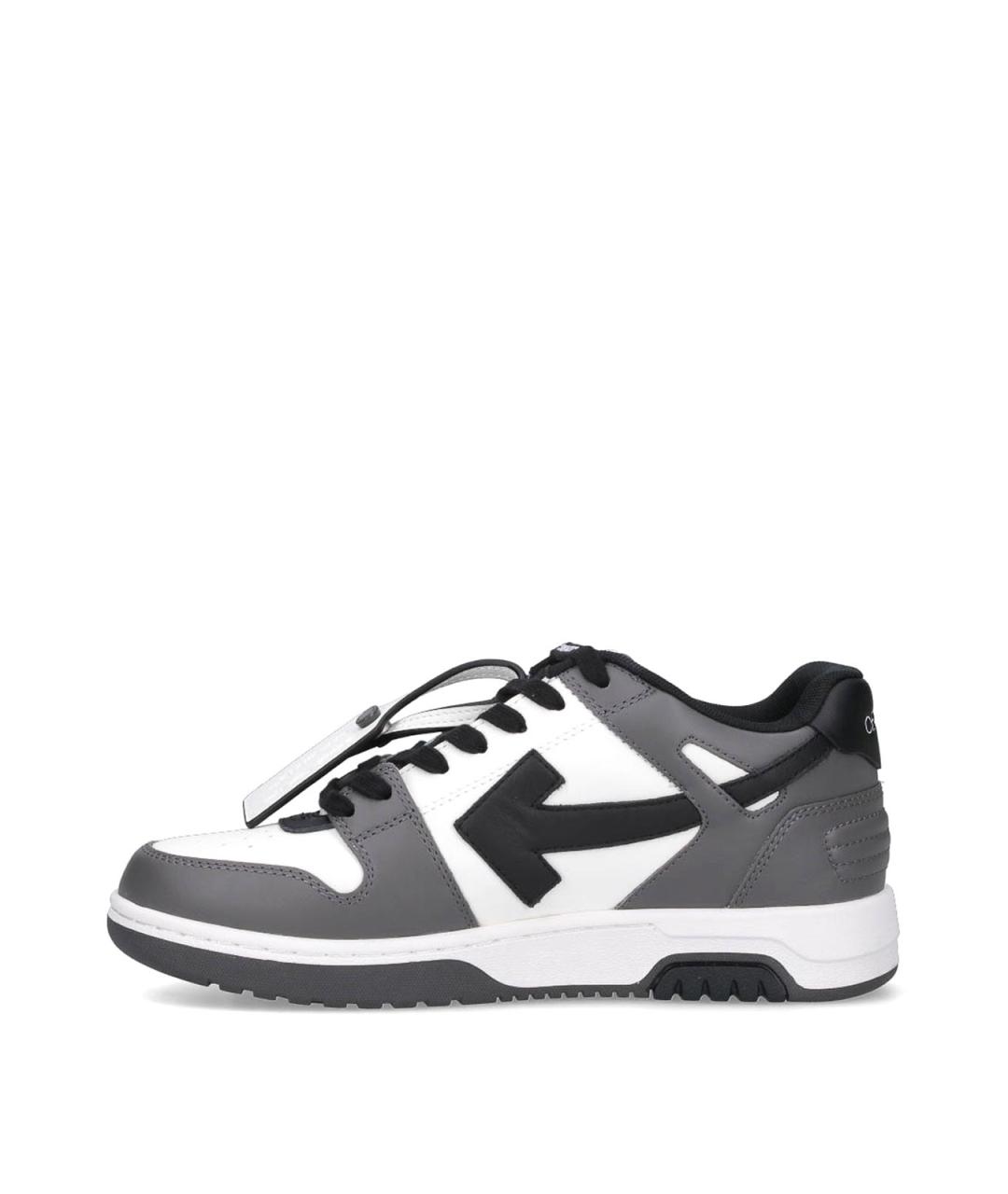 OFF-WHITE Серые кожаные низкие кроссовки / кеды, фото 3