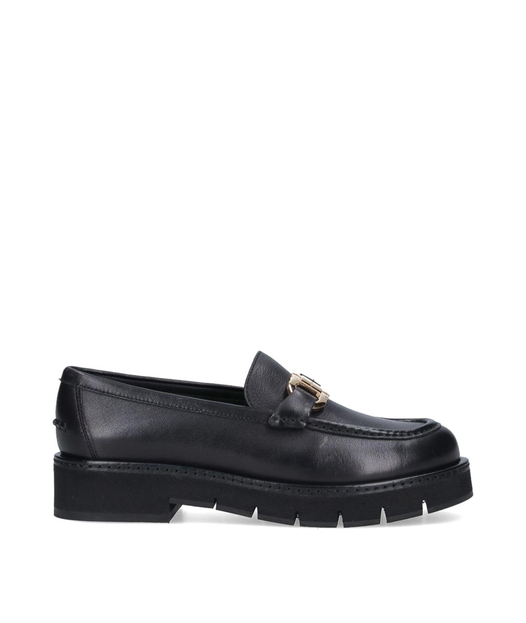 FERRAGAMO Черные кожаные лоферы, фото 1