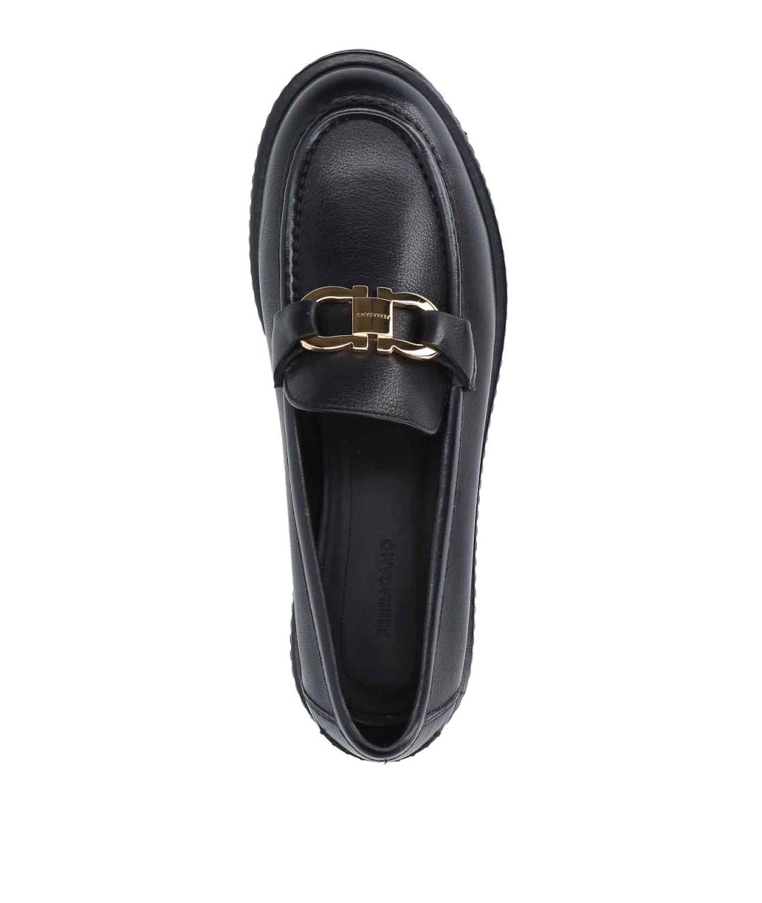 FERRAGAMO Черные кожаные лоферы, фото 5