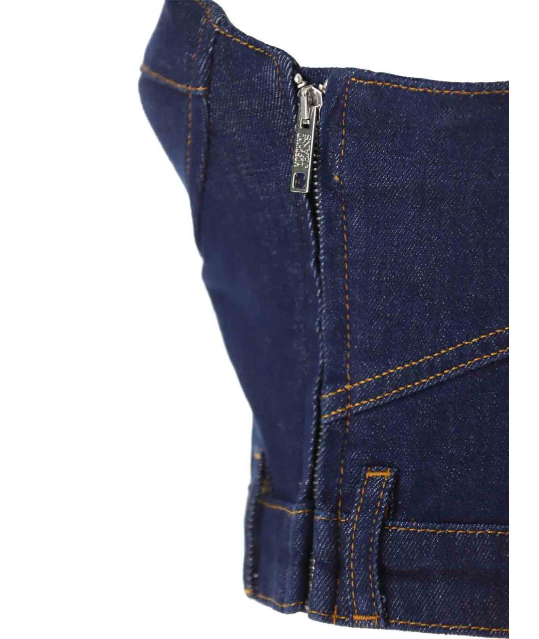 MOSCHINO JEANS Темно-синяя хлопко-эластановая майка, фото 5