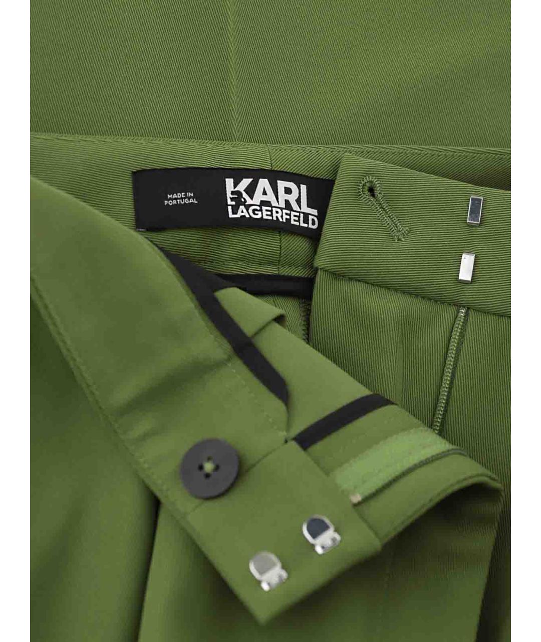 KARL LAGERFELD Зеленые полиэстеровые брюки широкие, фото 4
