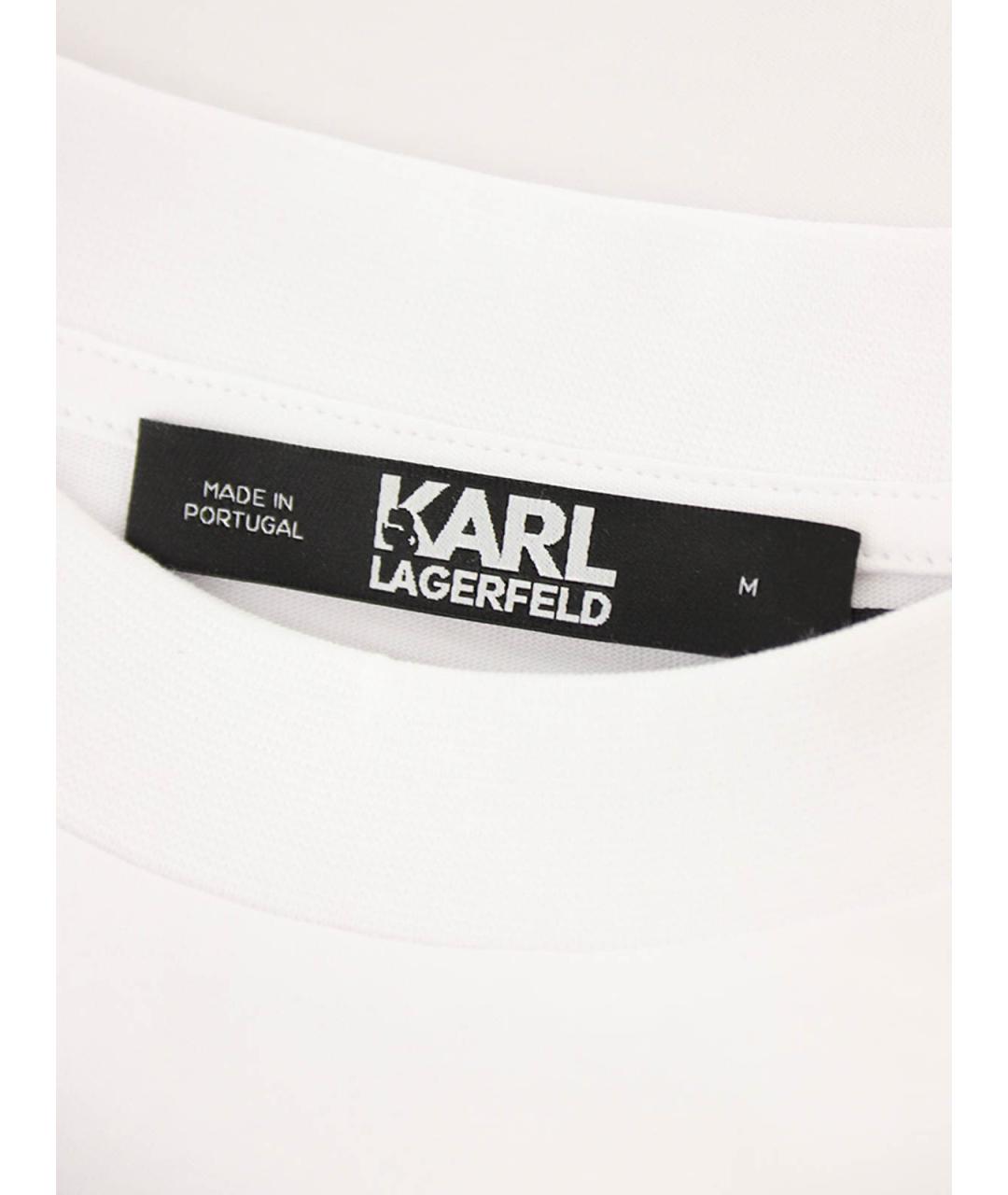 KARL LAGERFELD Белая хлопковая футболка, фото 4