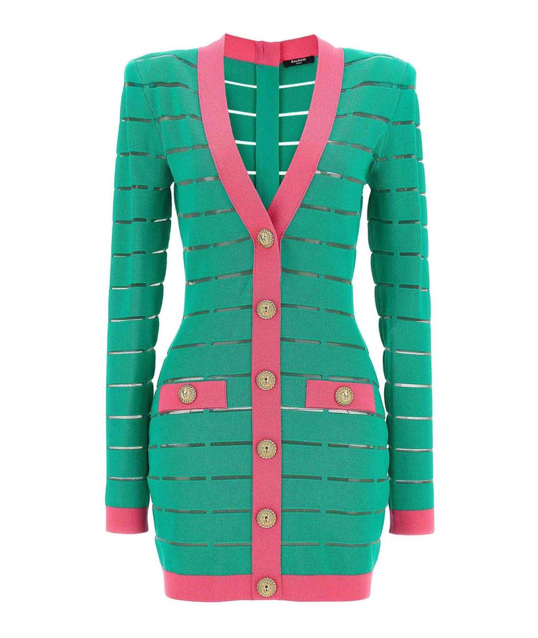 BALMAIN Зеленое вискозное повседневное платье, фото 1