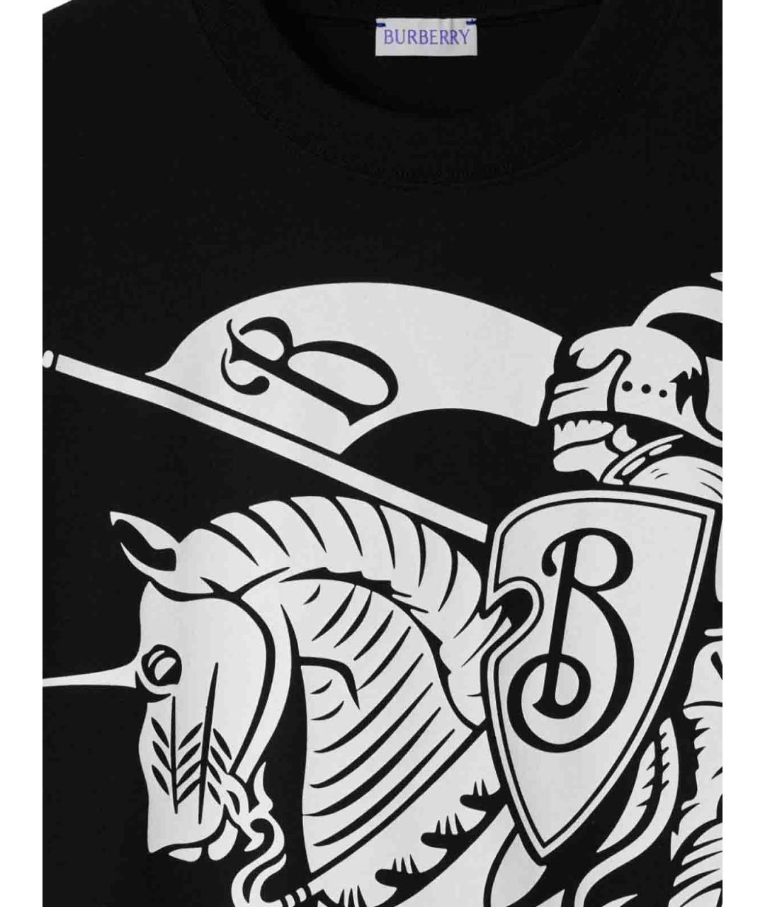 BURBERRY Черная хлопковая футболка, фото 2