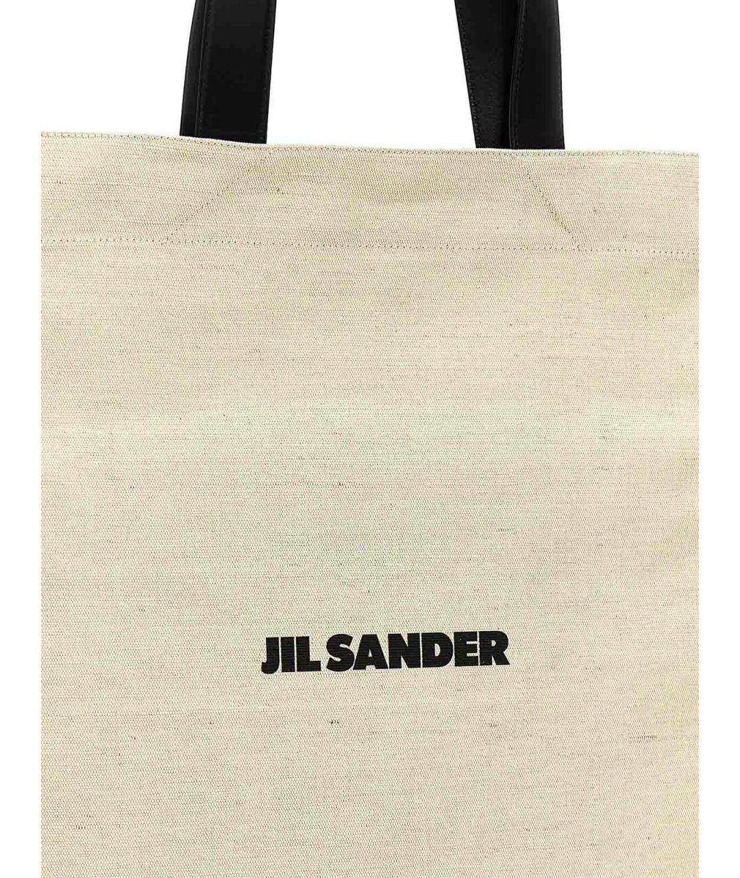 JIL SANDER Бежевая тканевая сумка тоут, фото 3