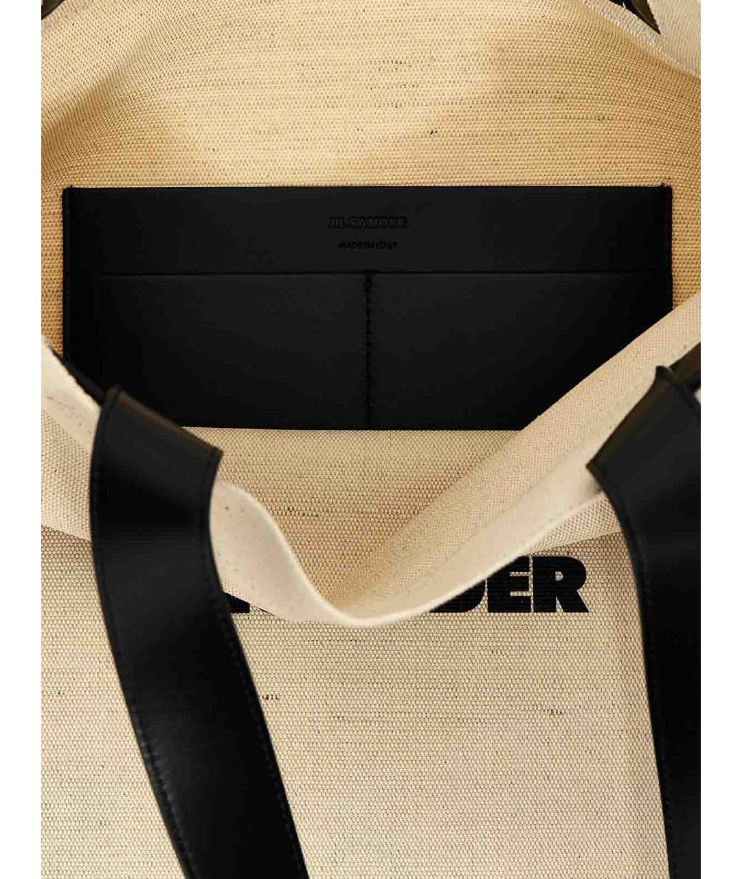 JIL SANDER Бежевая тканевая сумка тоут, фото 4