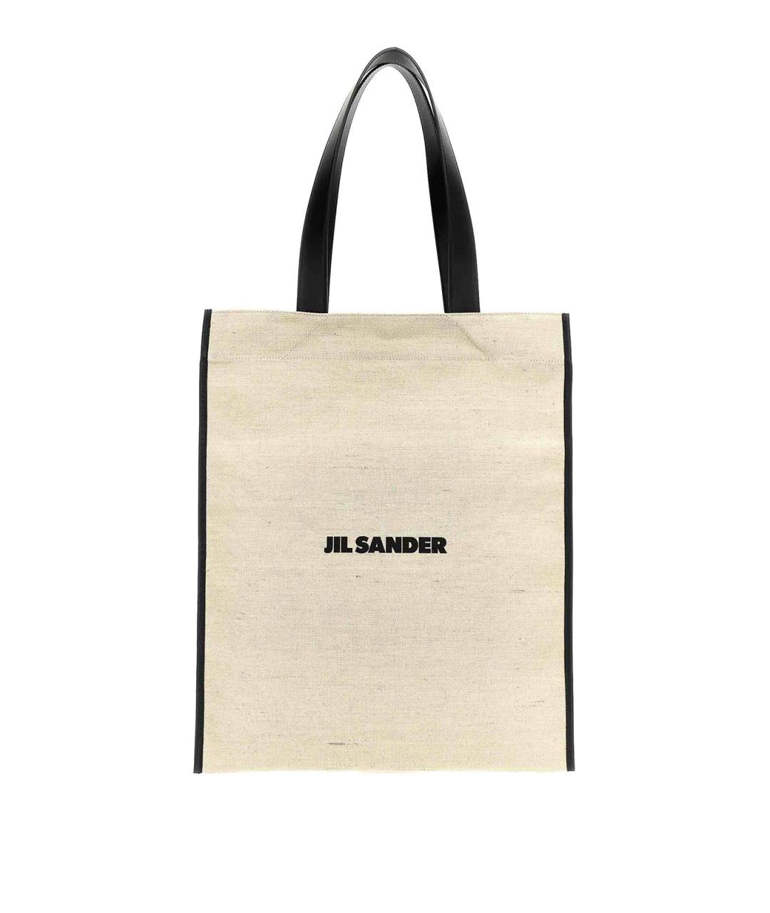 JIL SANDER Бежевая тканевая сумка тоут, фото 1
