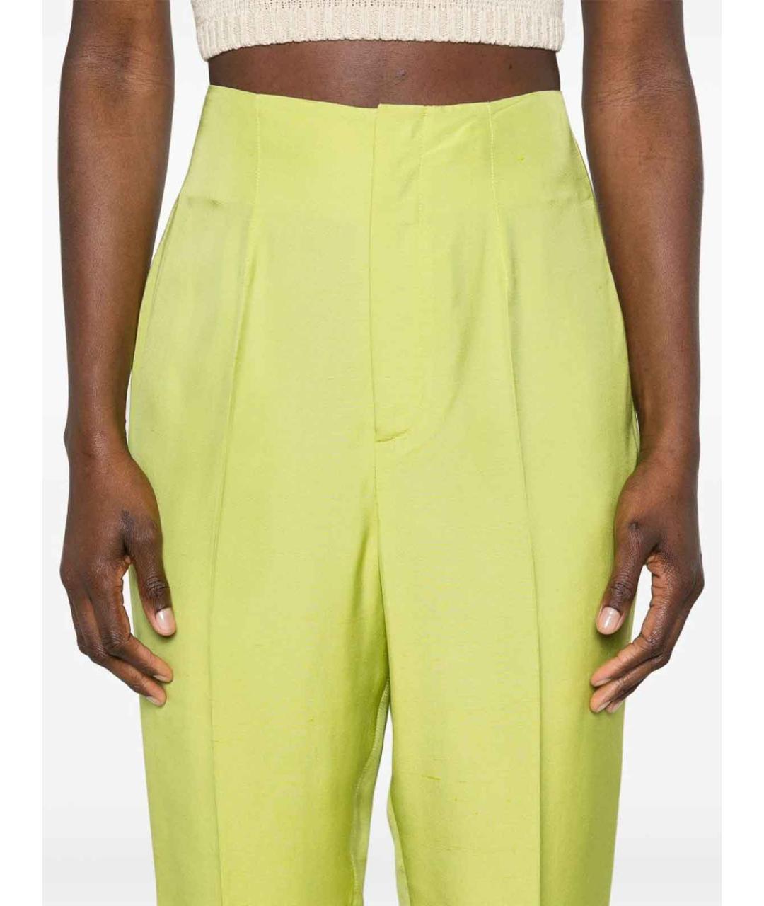 POLO RALPH LAUREN Салатовые шелковые брюки широкие, фото 3