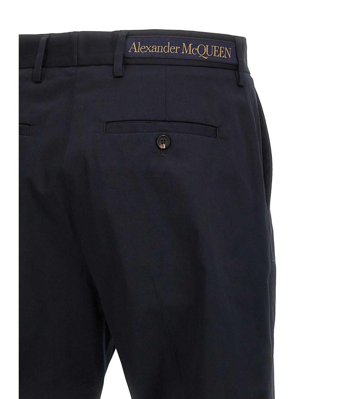 ALEXANDER MCQUEEN Синие хлопковые повседневные брюки, фото 4