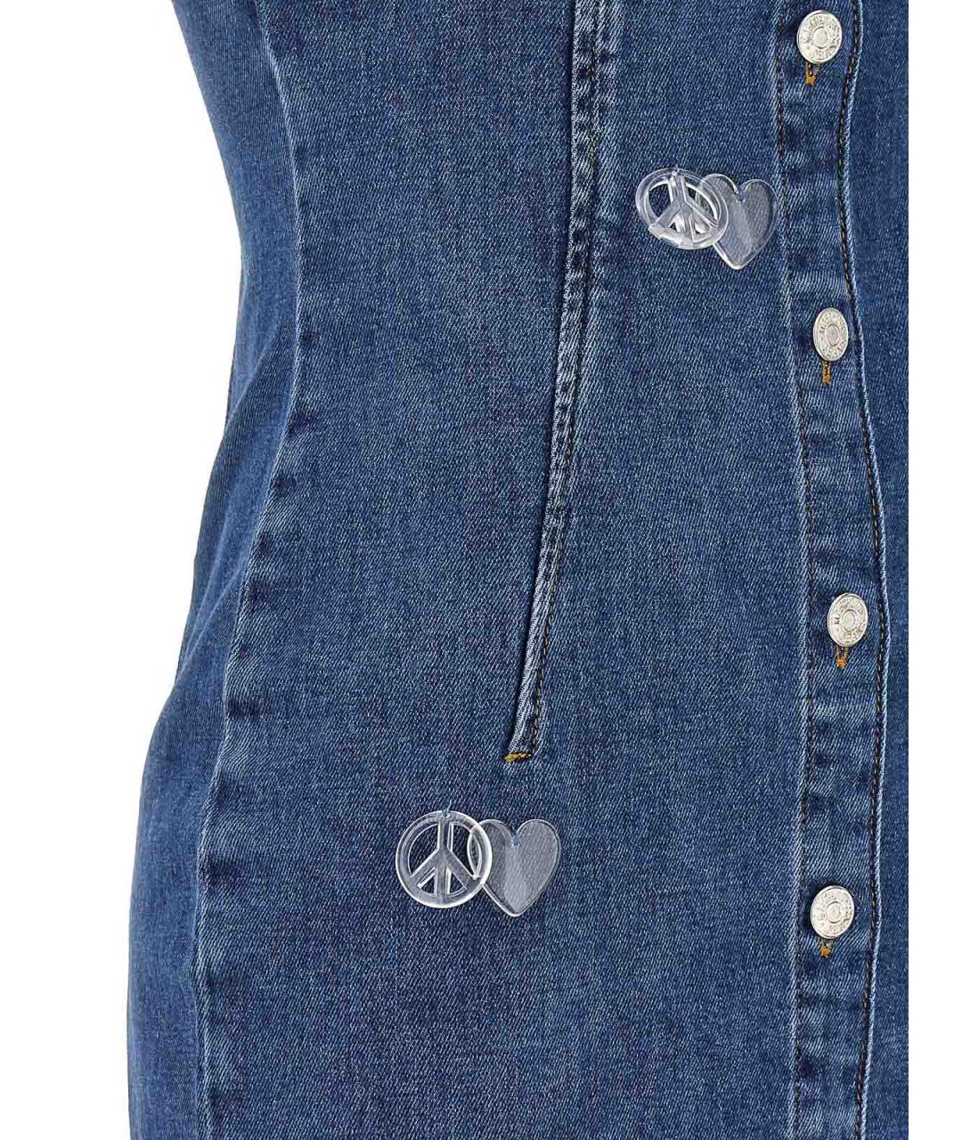 MOSCHINO JEANS Синее хлопковое повседневное платье, фото 4