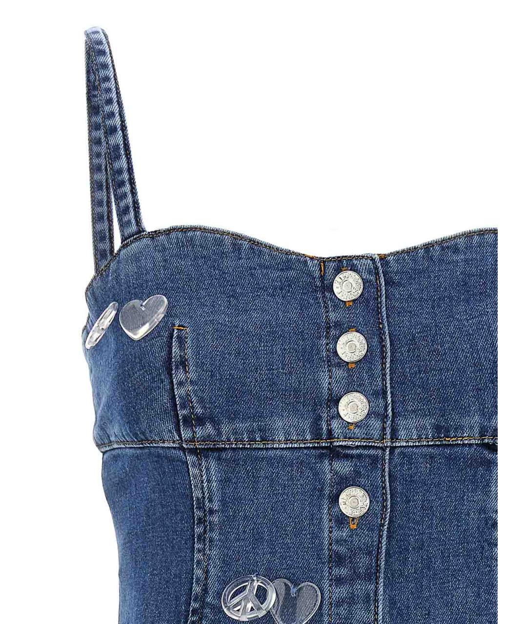 MOSCHINO JEANS Синее хлопковое повседневное платье, фото 3