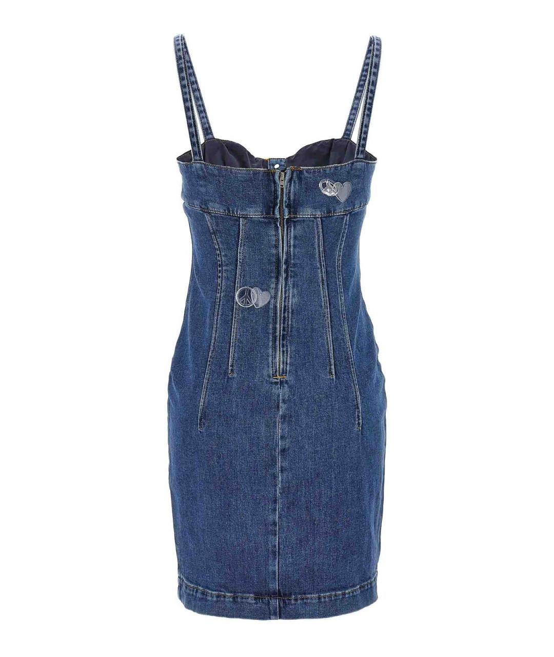 MOSCHINO JEANS Синее хлопковое повседневное платье, фото 2