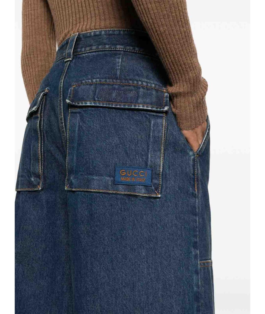 GUCCI Синие хлопковые джинсы, фото 3