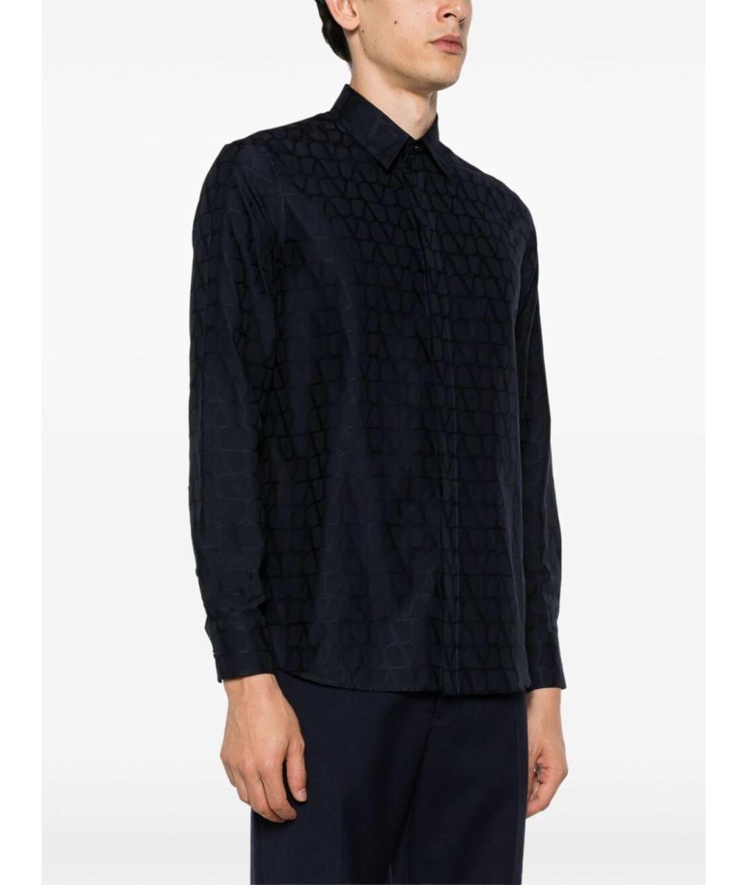 VALENTINO Темно-синяя хлопковая кэжуал рубашка, фото 3