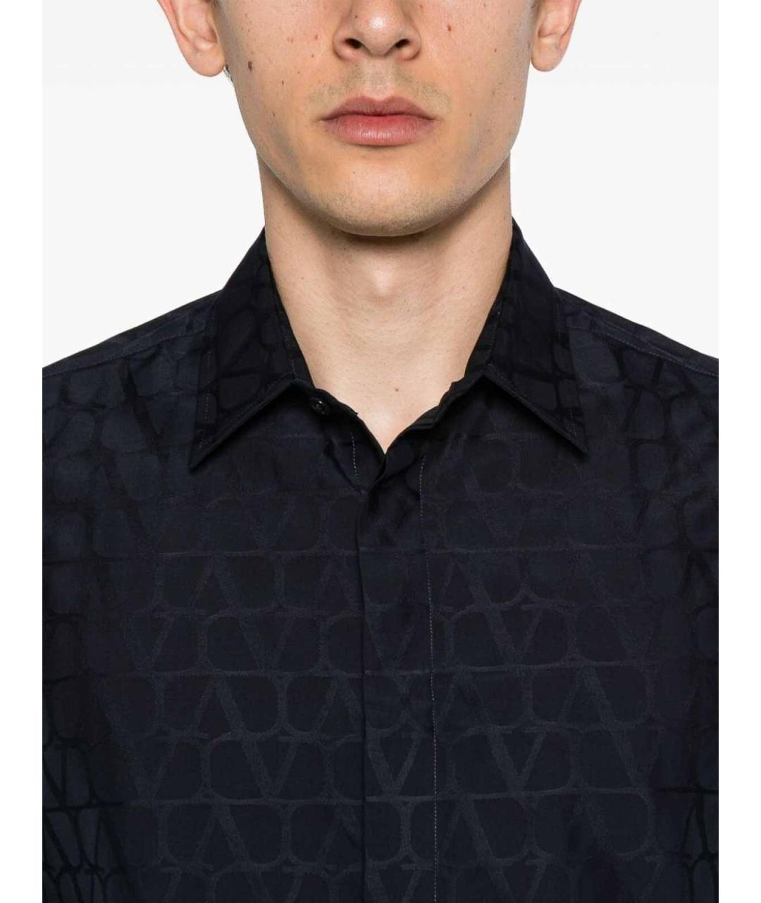 VALENTINO Темно-синяя хлопковая кэжуал рубашка, фото 5