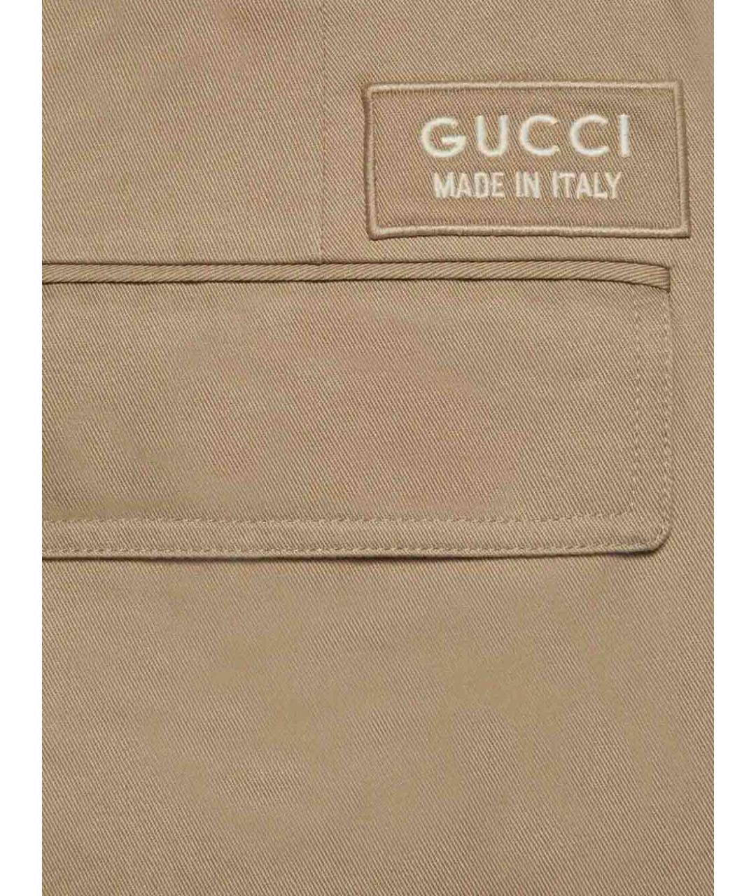 GUCCI Бежевые хлопковые повседневные брюки, фото 6