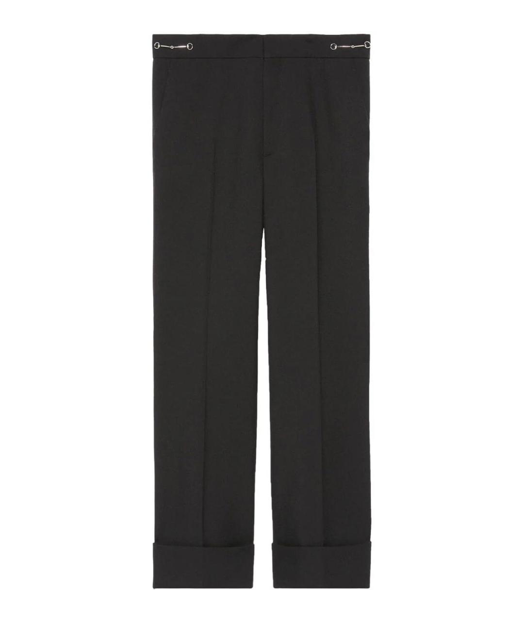 GUCCI Черные шерстяные прямые брюки, фото 1