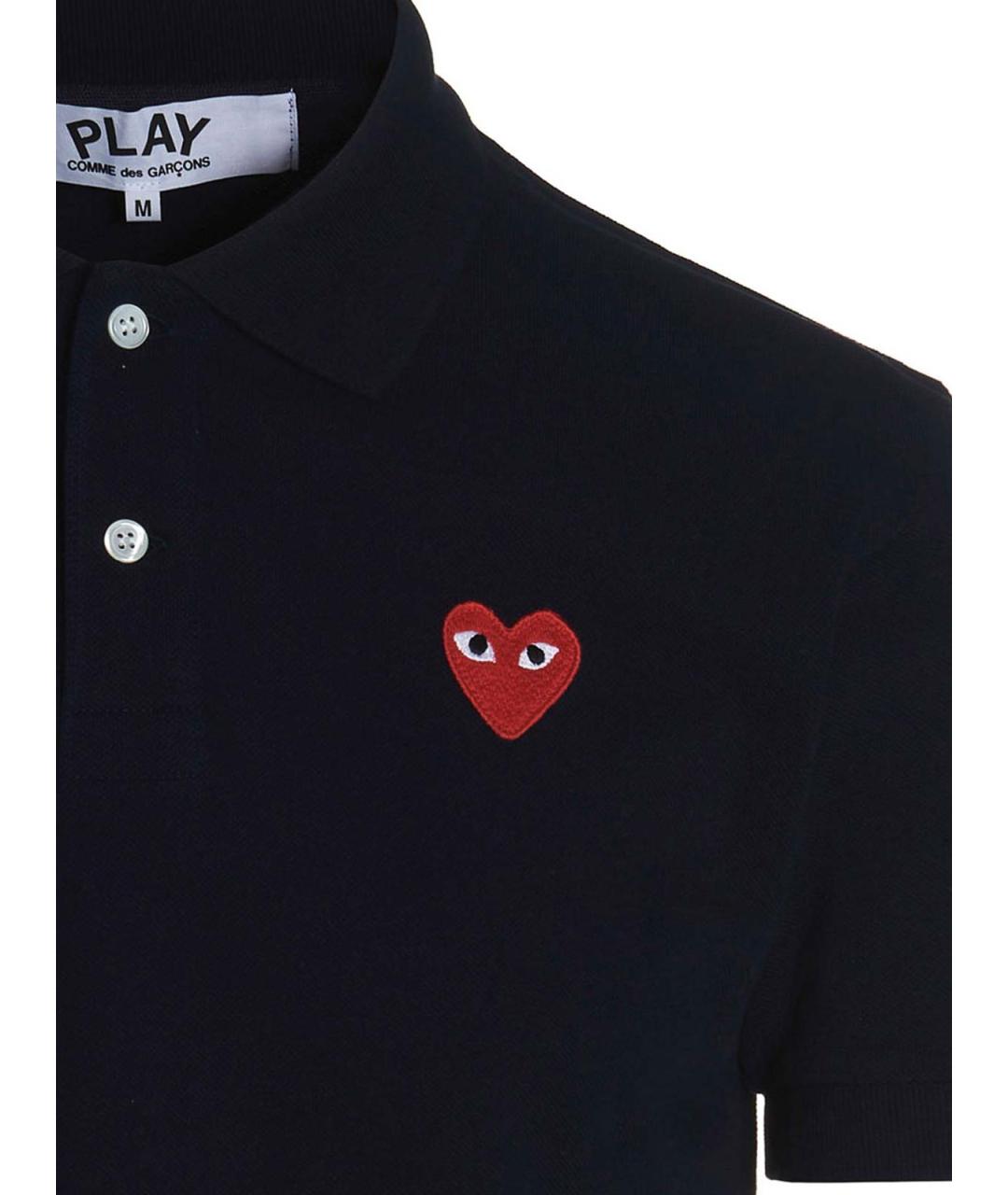 COMME DES GARÇONS PLAY Темно-синее хлопковое поло с коротким рукавом, фото 3
