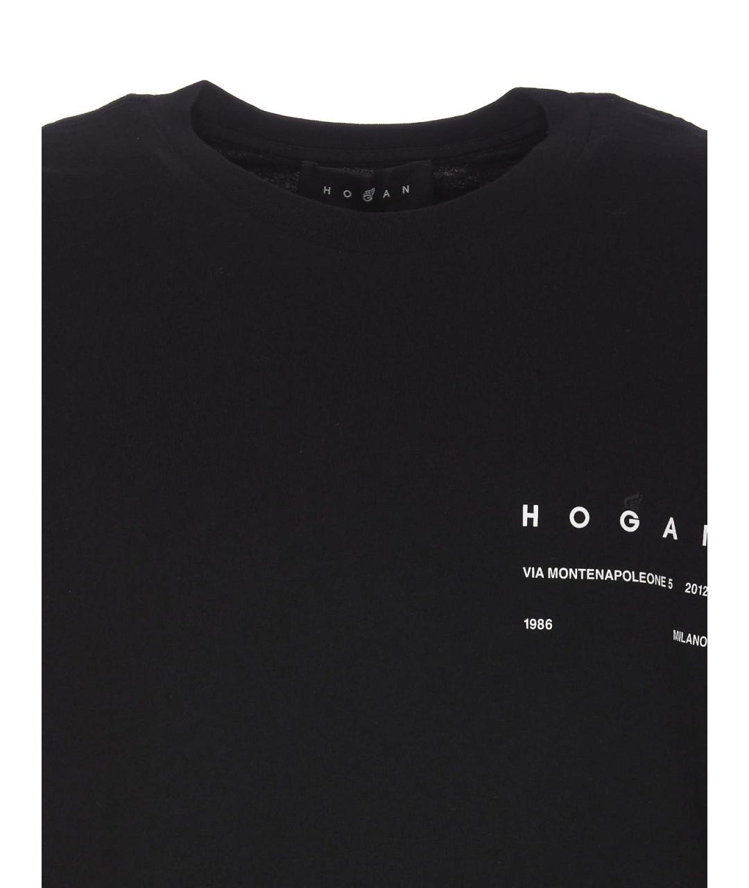 HOGAN Черная хлопковая футболка, фото 4