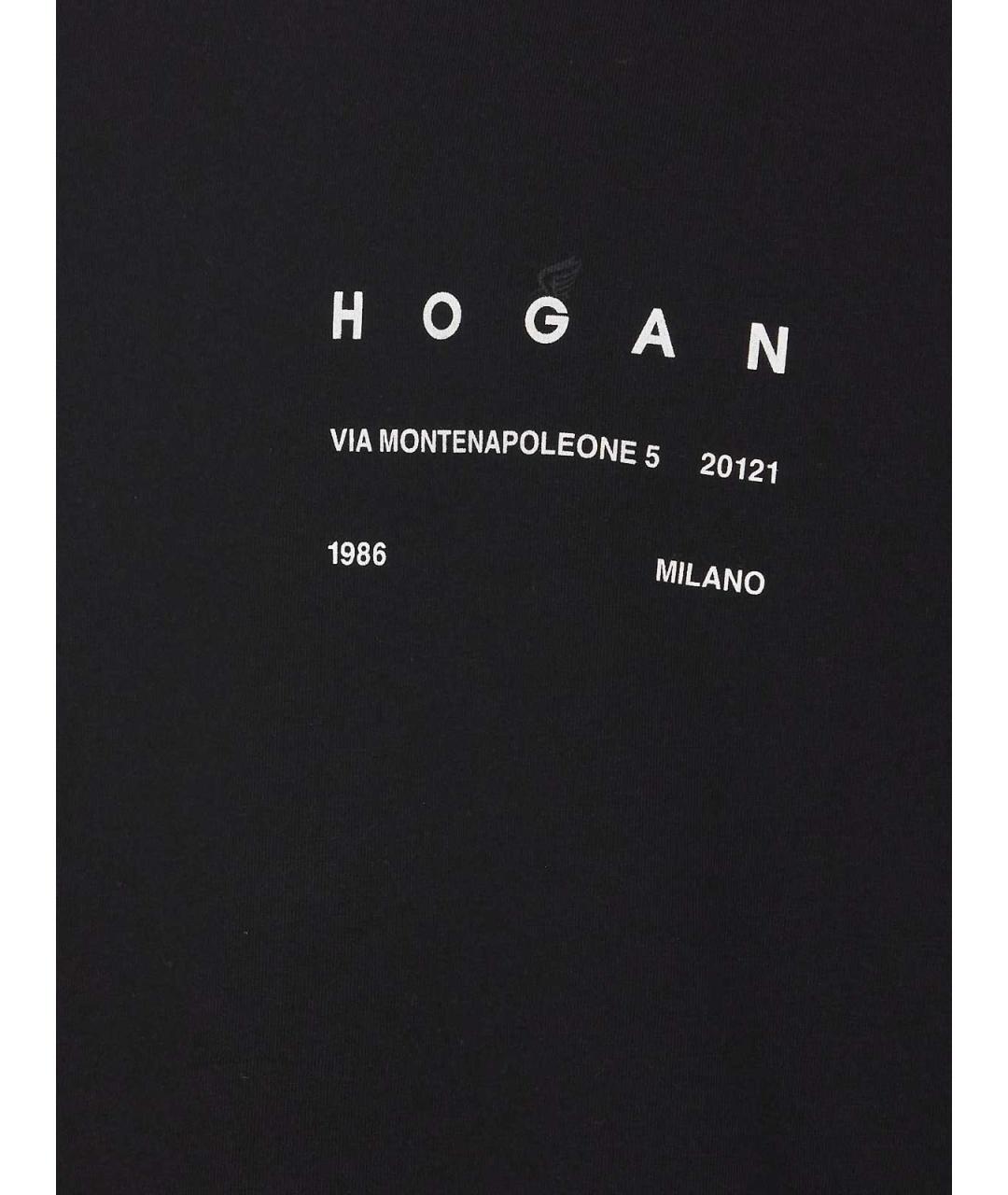 HOGAN Черная хлопковая футболка, фото 3