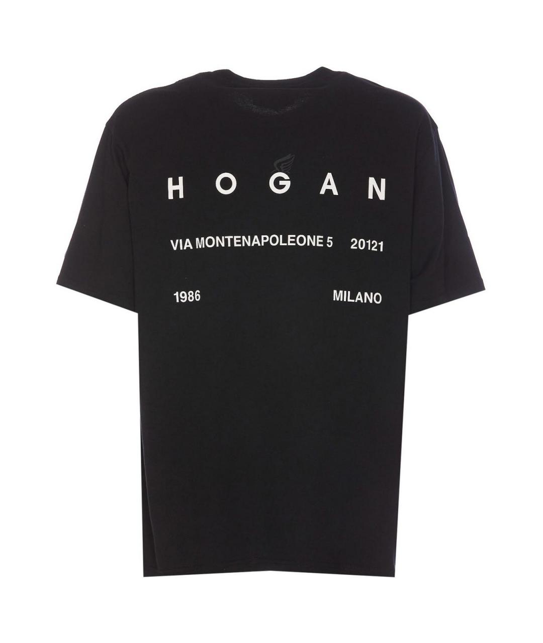 HOGAN Черная хлопковая футболка, фото 2
