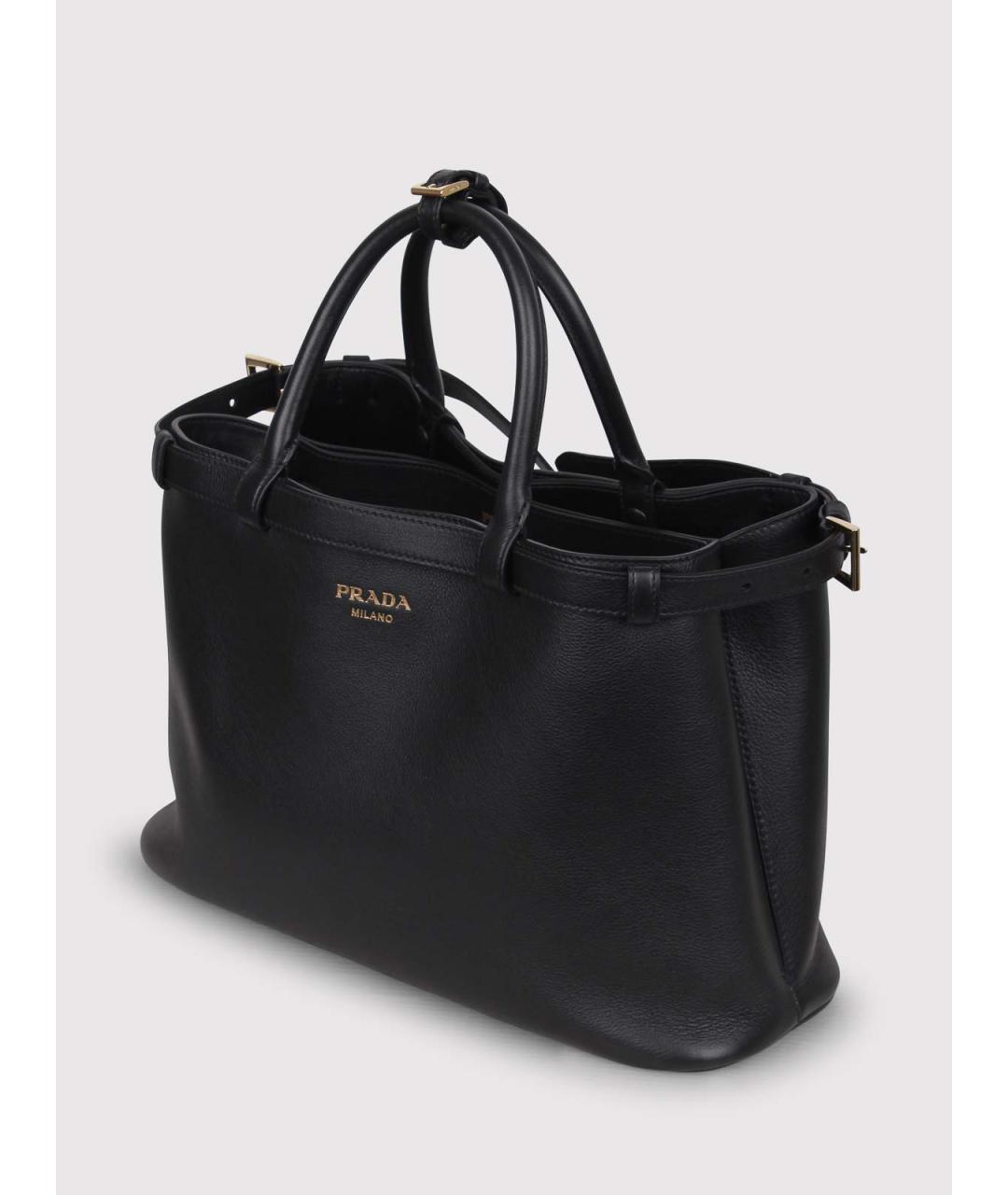 PRADA Черная кожаная сумка тоут, фото 4