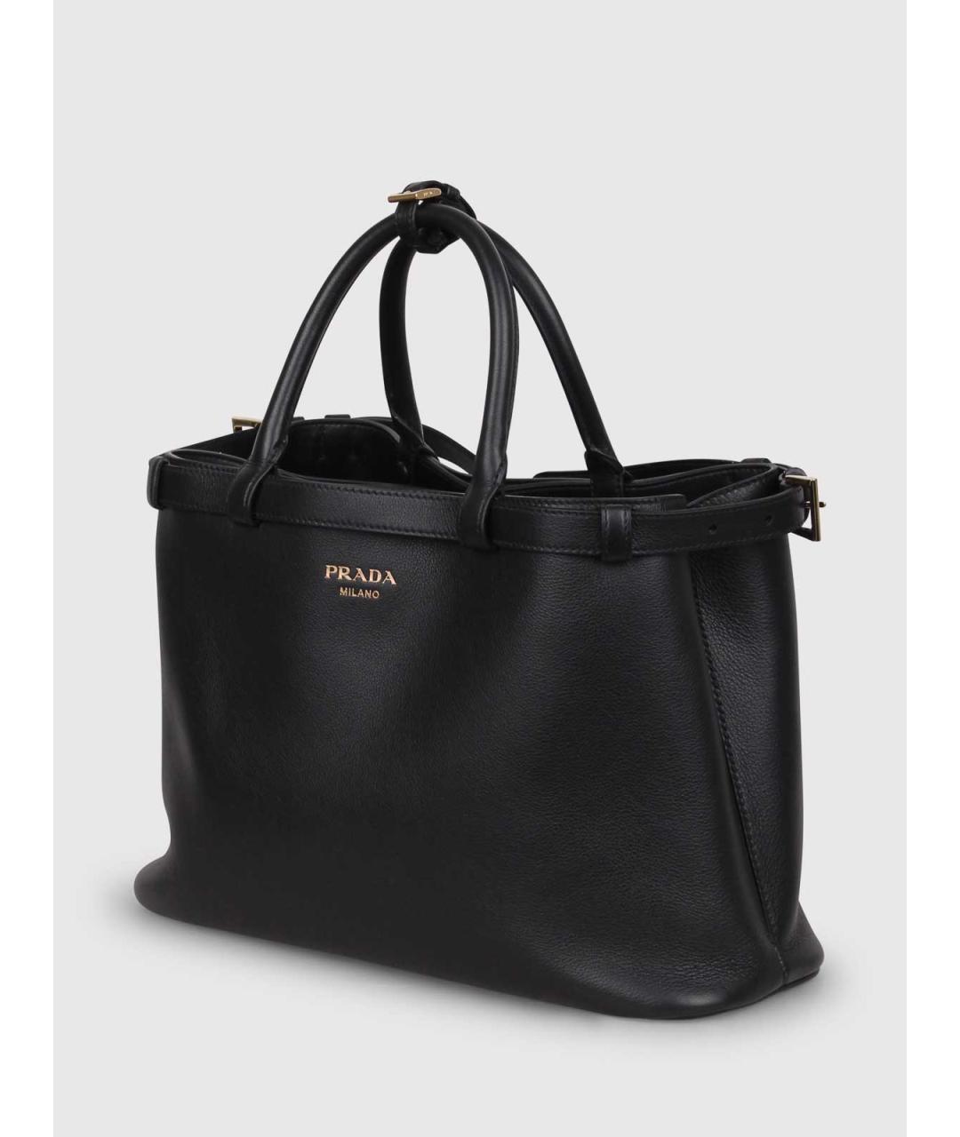 PRADA Черная кожаная сумка тоут, фото 3