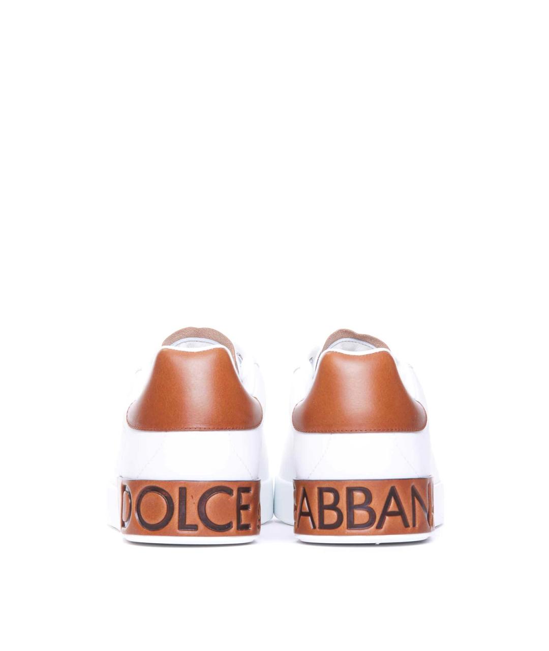 DOLCE&GABBANA Белые кожаные низкие кроссовки / кеды, фото 3