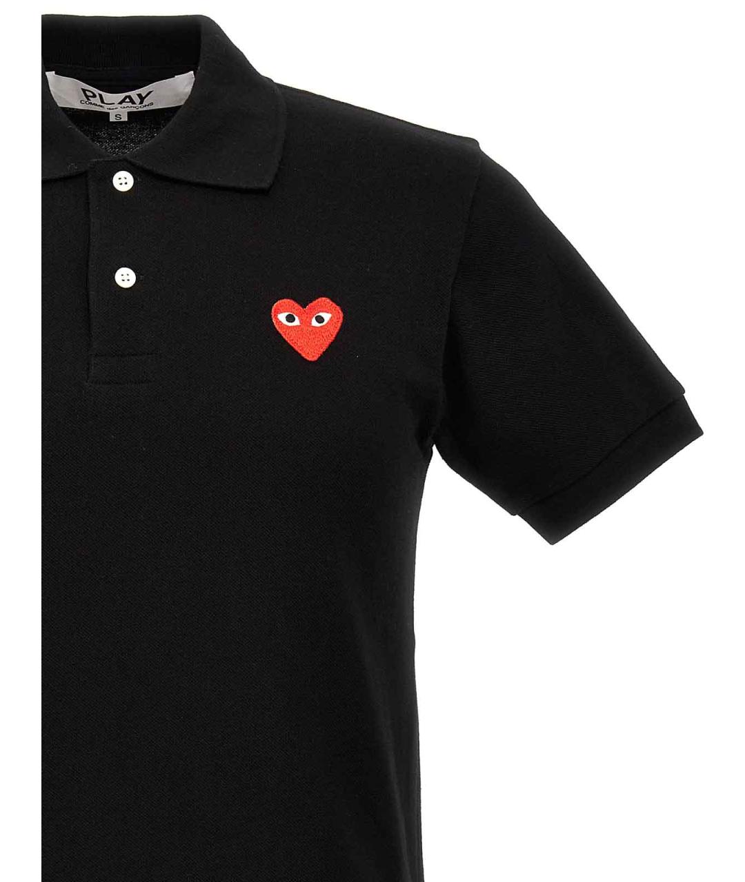 COMME DES GARÇONS PLAY Черное хлопковое поло с коротким рукавом, фото 3