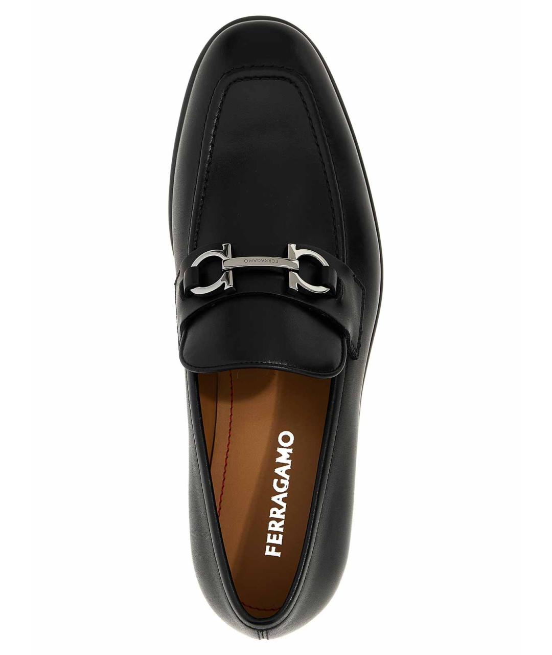 FERRAGAMO Черные кожаные лоферы, фото 4
