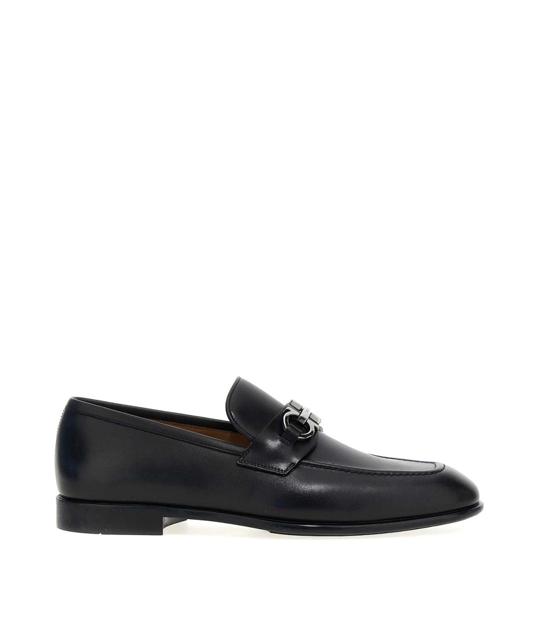 FERRAGAMO Черные кожаные лоферы, фото 1