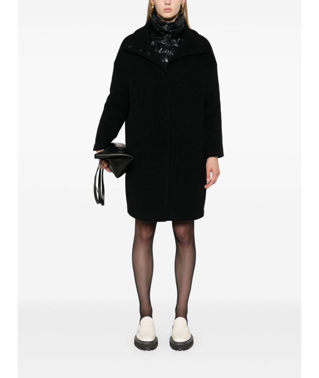 HERNO Черное шерстяное пальто, фото 4
