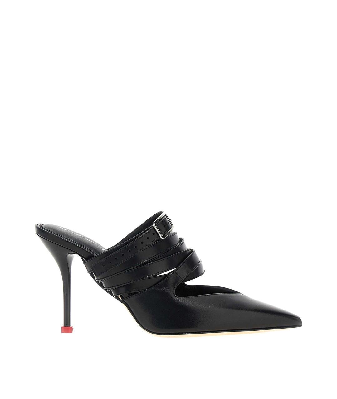 ALEXANDER MCQUEEN Черные кожаные мюли, фото 1