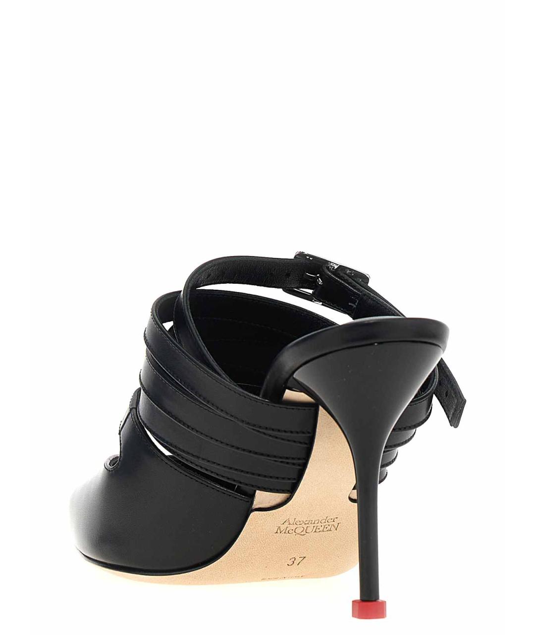 ALEXANDER MCQUEEN Черные кожаные мюли, фото 3