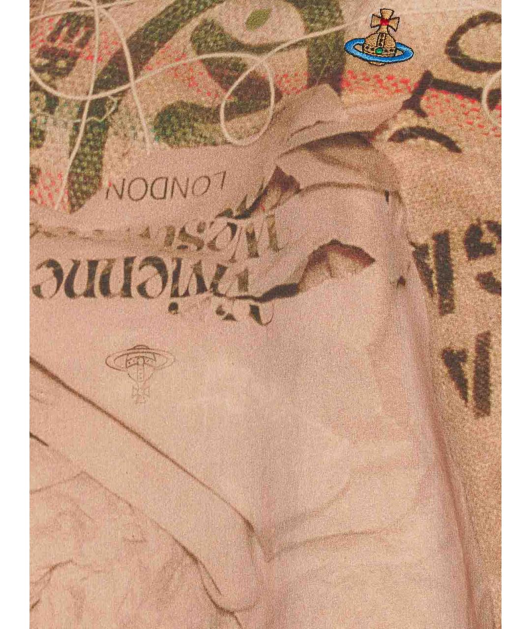 VIVIENNE WESTWOOD Коричневая хлопковая футболка, фото 3