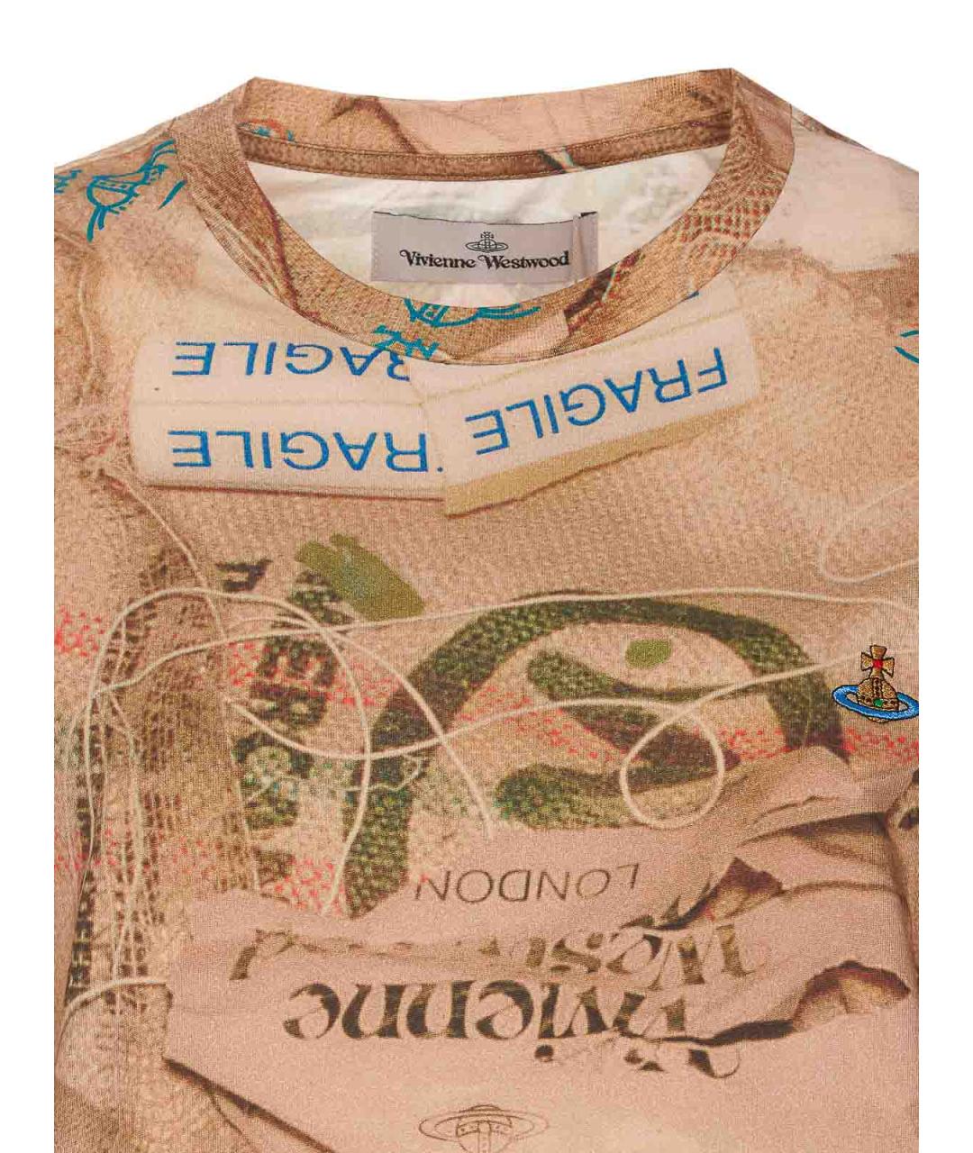 VIVIENNE WESTWOOD Коричневая хлопковая футболка, фото 4