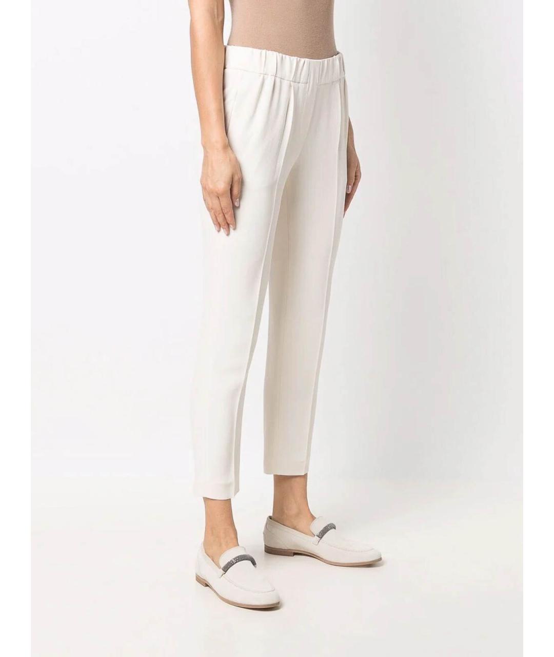 BRUNELLO CUCINELLI Белые шелковые брюки узкие, фото 2