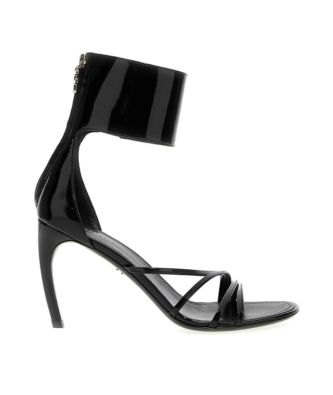 FERRAGAMO Черные кожаные сандалии, фото 1