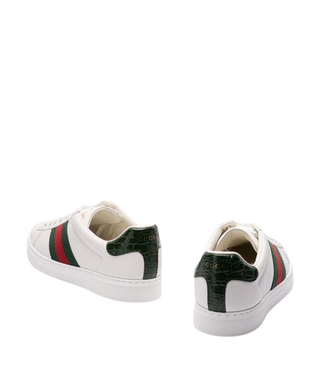 GUCCI Белые кожаные низкие кроссовки / кеды, фото 3